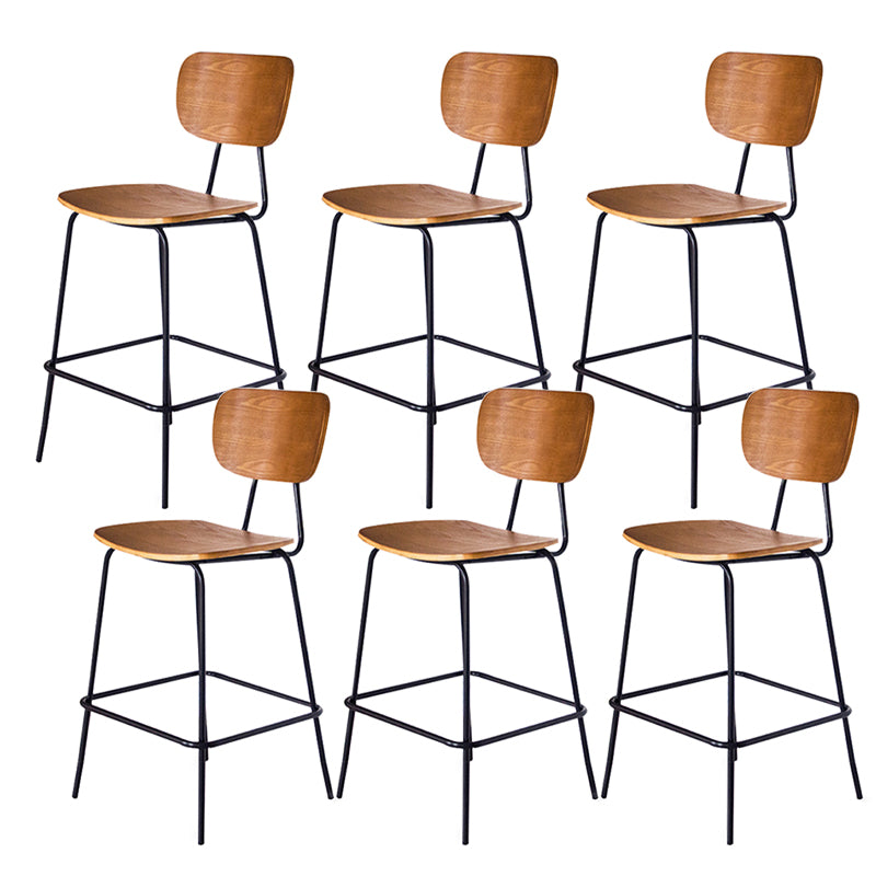 Contemporary Low Back Armless Bar Stools with Black Metal Base