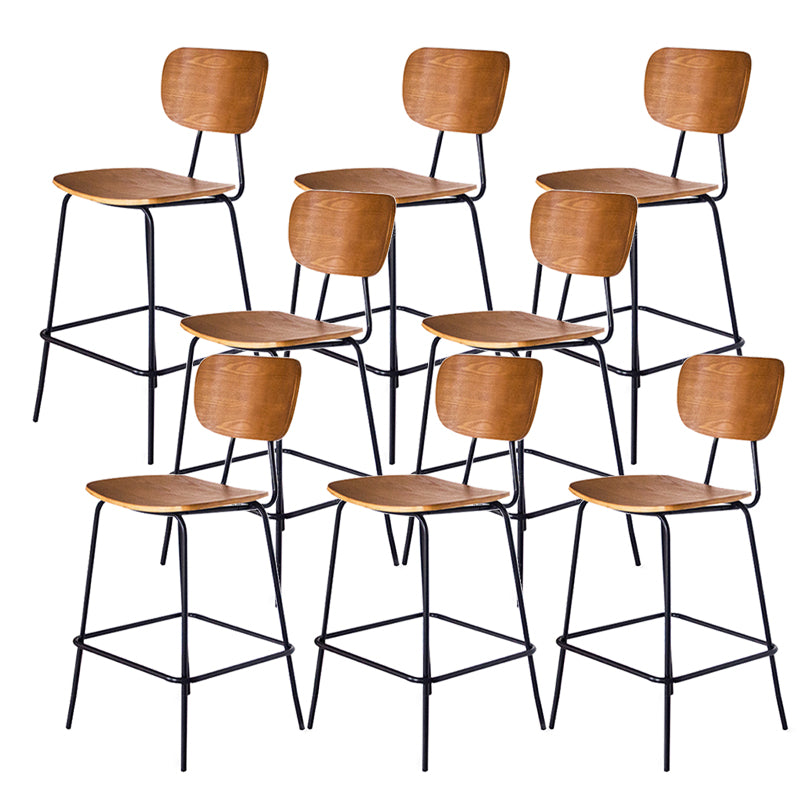 Contemporary Low Back Armless Bar Stools with Black Metal Base