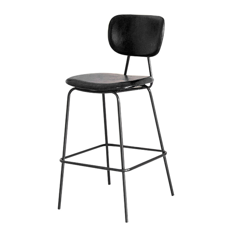 Contemporary Low Back Armless Bar Stools with Black Metal Base