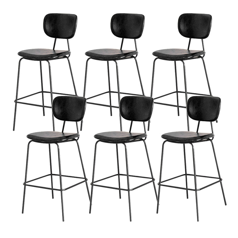 Contemporary Low Back Armless Bar Stools with Black Metal Base