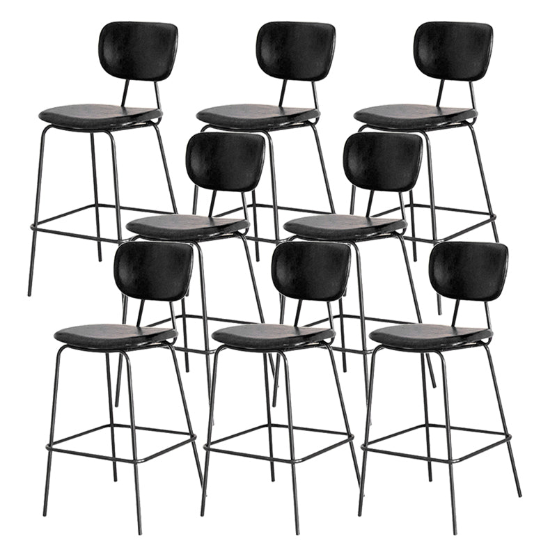 Contemporary Low Back Armless Bar Stools with Black Metal Base