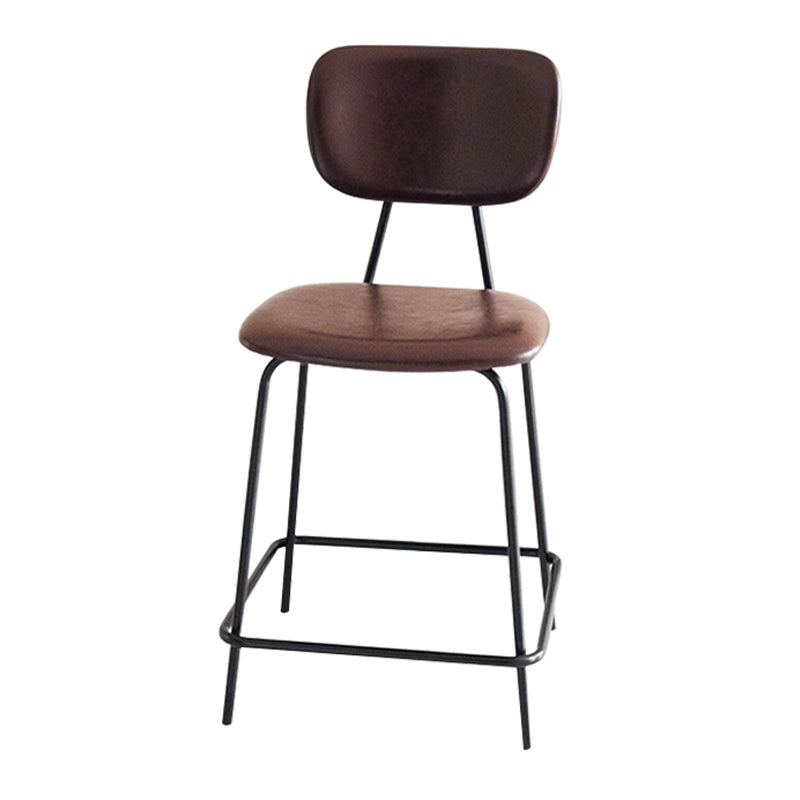 Contemporary Low Back Armless Bar Stools with Black Metal Base