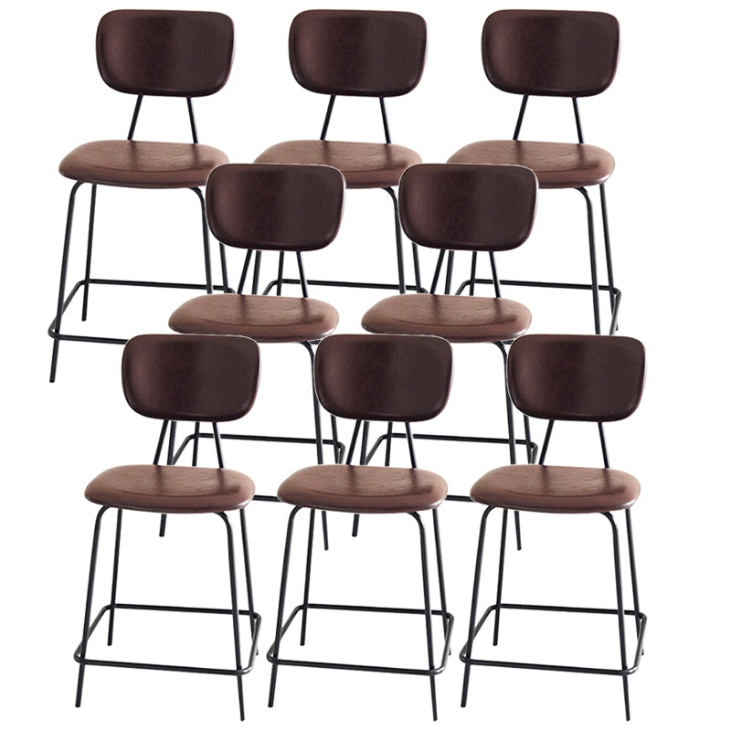 Contemporary Low Back Armless Bar Stools with Black Metal Base