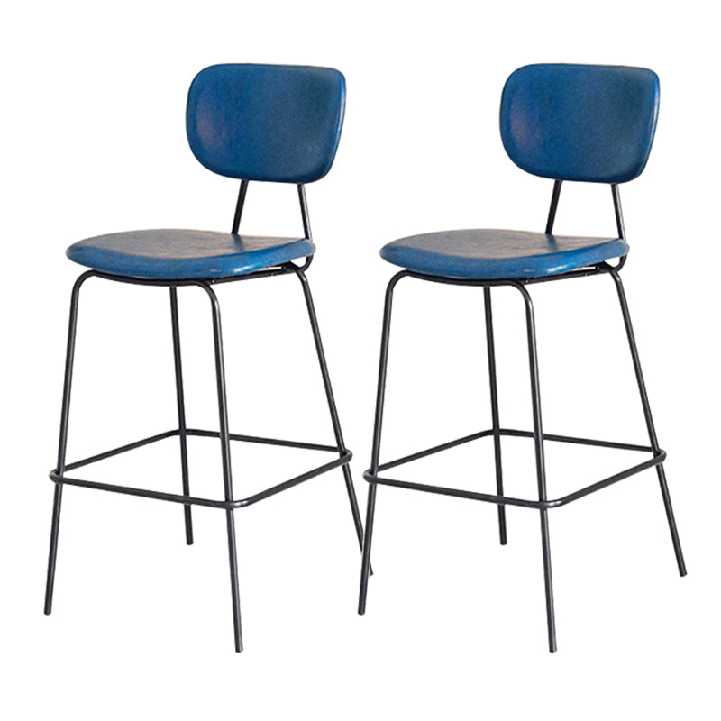 Contemporary Low Back Armless Bar Stools with Black Metal Base