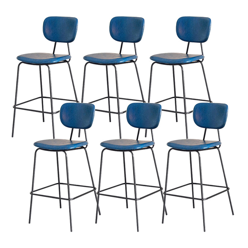 Contemporary Low Back Armless Bar Stools with Black Metal Base