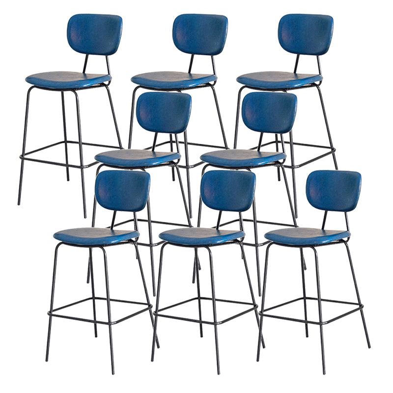 Contemporary Low Back Armless Bar Stools with Black Metal Base