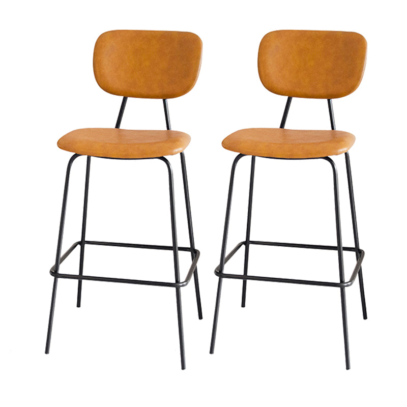 Contemporary Low Back Armless Bar Stools with Black Metal Base