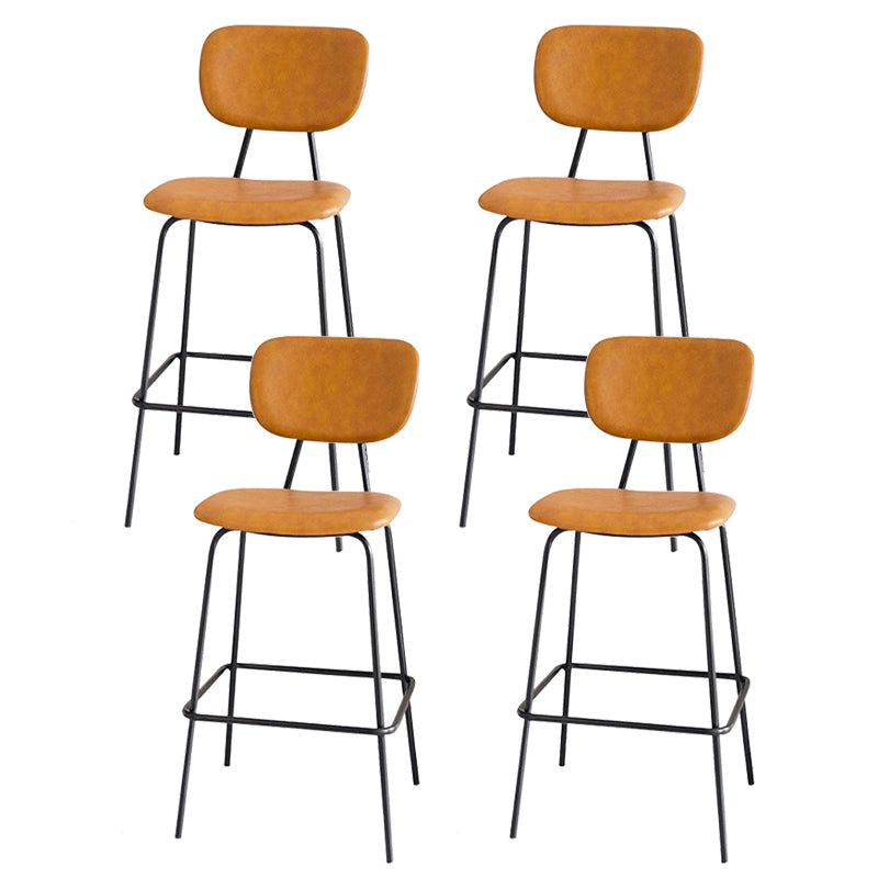 Contemporary Low Back Armless Bar Stools with Black Metal Base