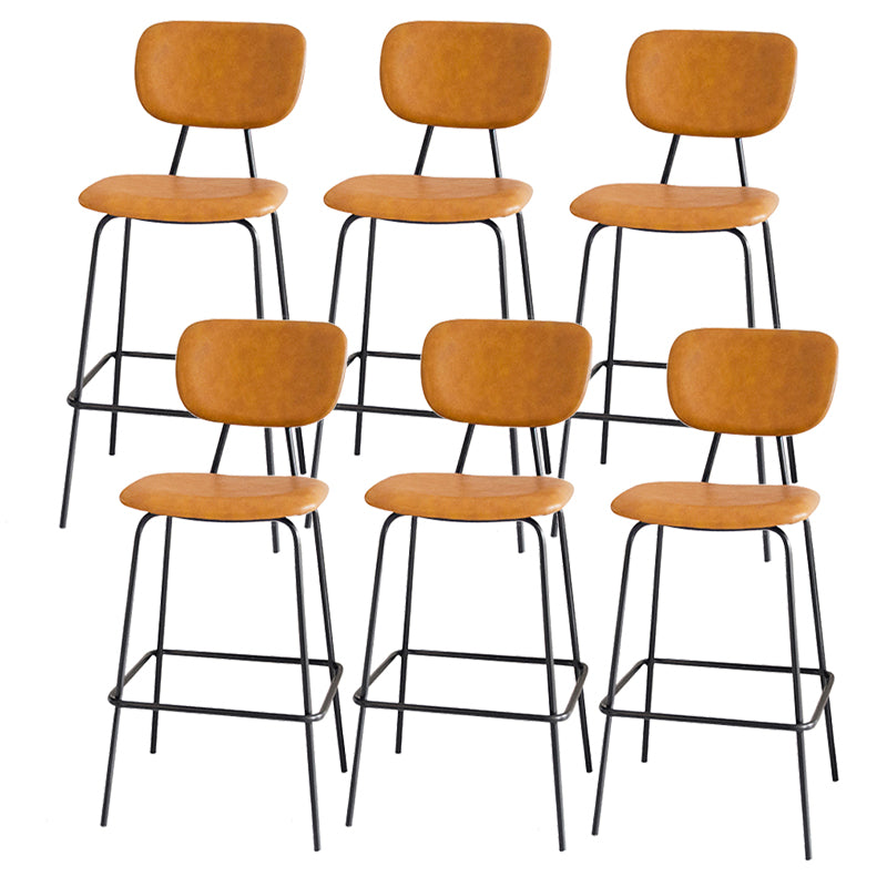 Contemporary Low Back Armless Bar Stools with Black Metal Base