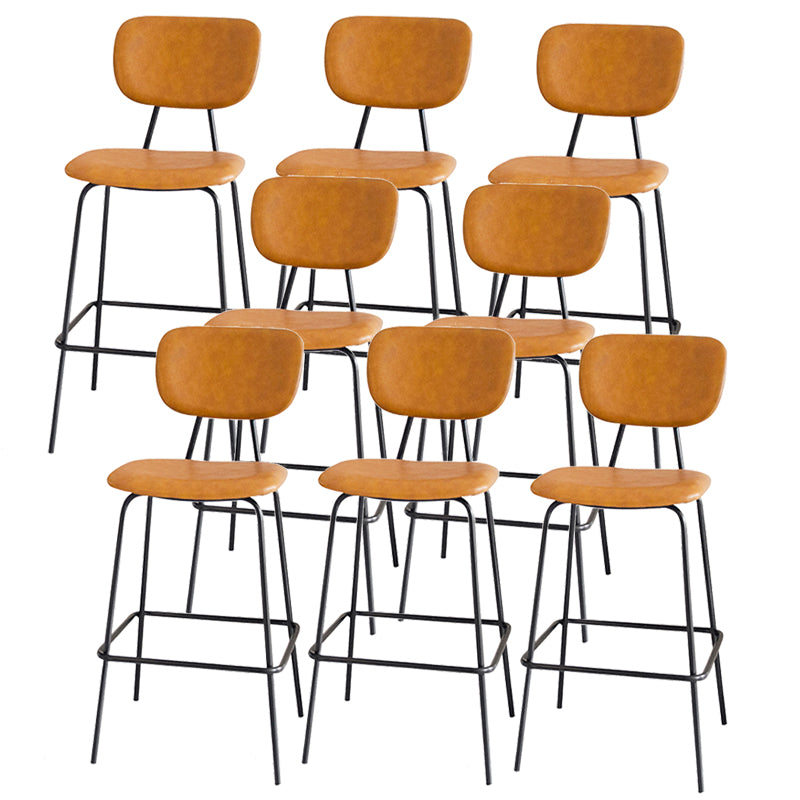 Contemporary Low Back Armless Bar Stools with Black Metal Base