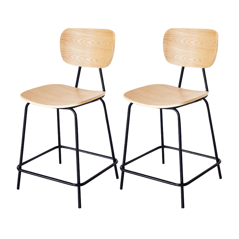 Contemporary Low Back Armless Bar Stools with Black Metal Base