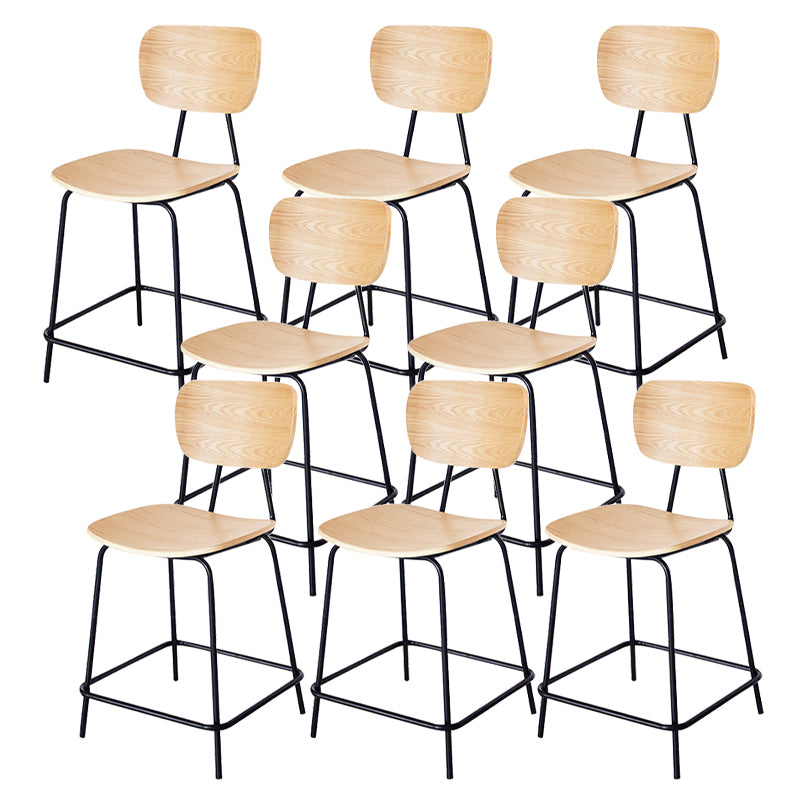 Contemporary Low Back Armless Bar Stools with Black Metal Base