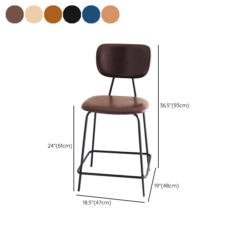 Contemporary Low Back Armless Bar Stools with Black Metal Base