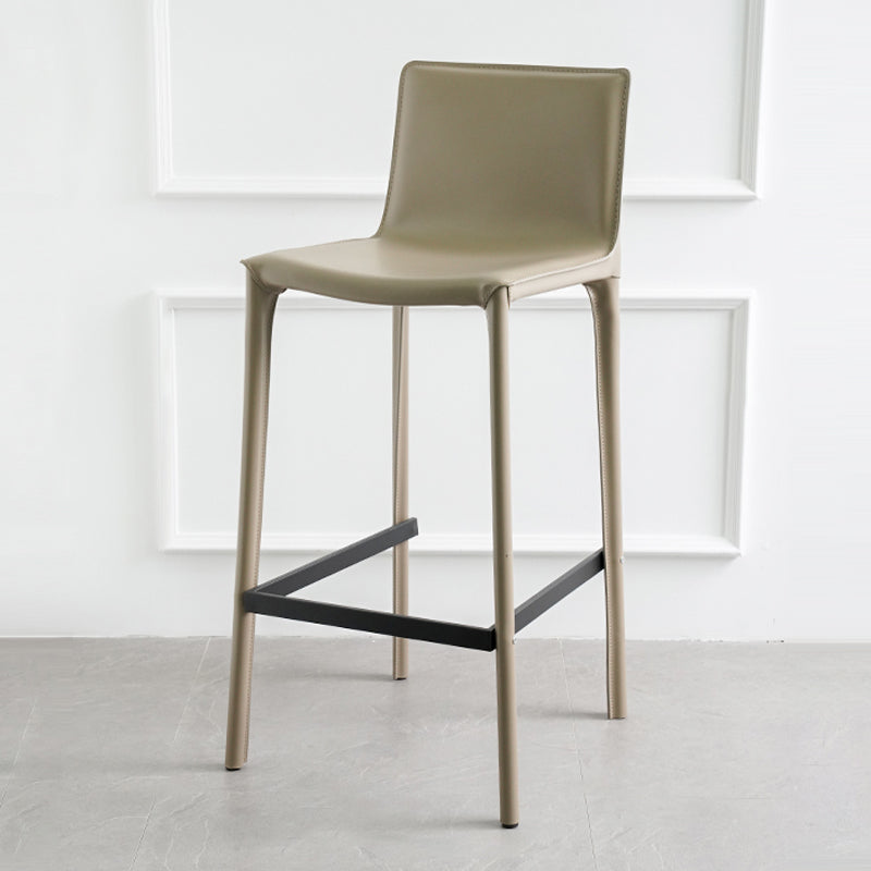 Modern Armless Faux Leather Low Back Bar Stools with Metal Base