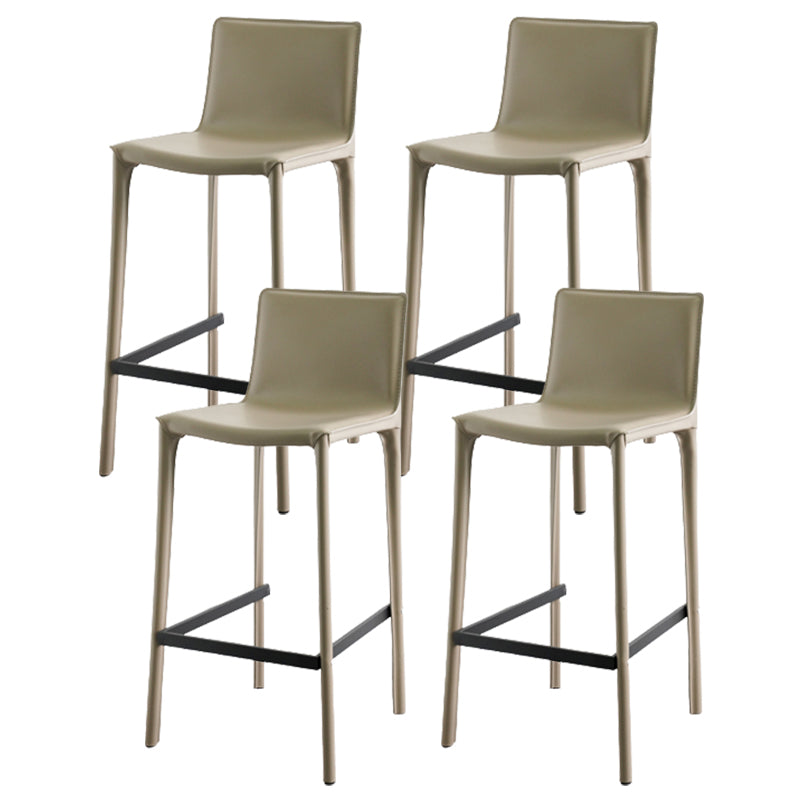 Modern Armless Faux Leather Low Back Bar Stools with Metal Base