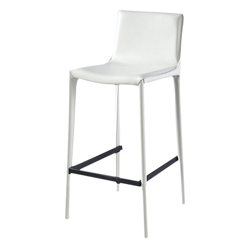 Modern Armless Faux Leather Low Back Bar Stools with Metal Base