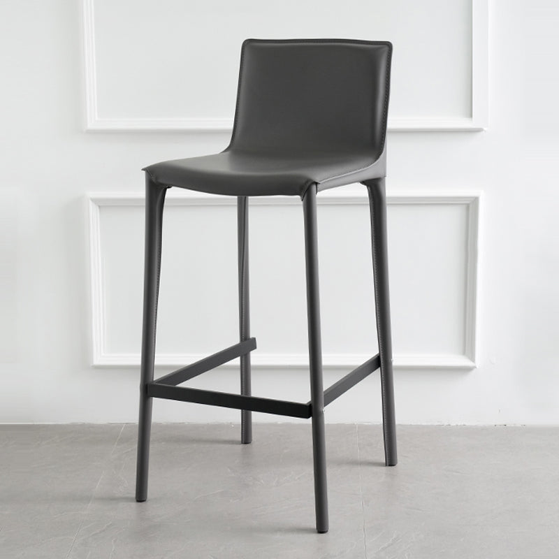 Modern Armless Faux Leather Low Back Bar Stools with Metal Base