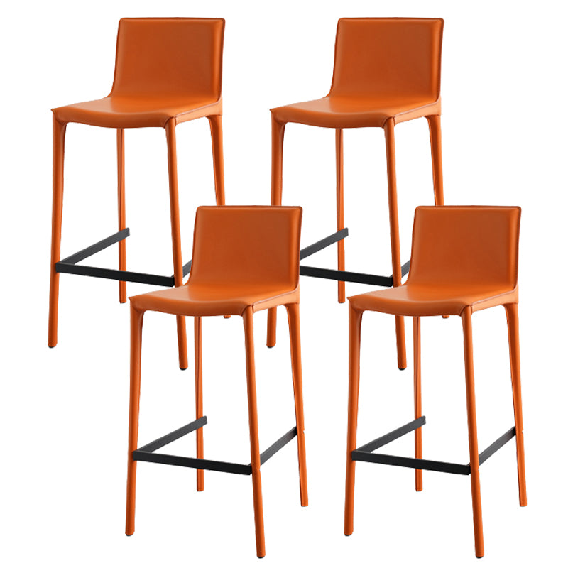 Modern Armless Faux Leather Low Back Bar Stools with Metal Base