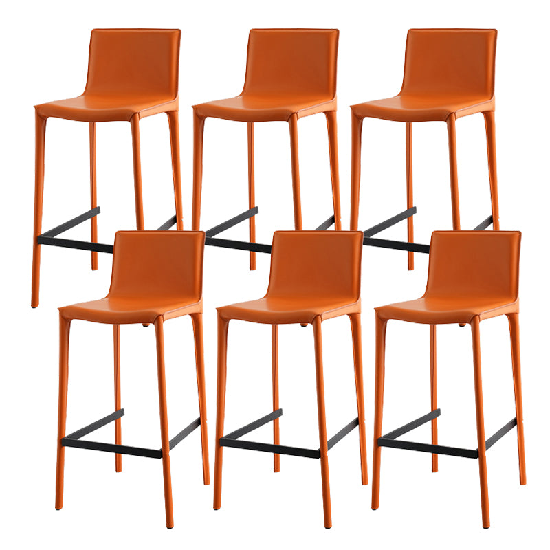 Modern Armless Faux Leather Low Back Bar Stools with Metal Base