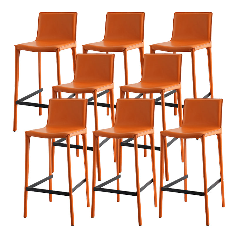 Modern Armless Faux Leather Low Back Bar Stools with Metal Base