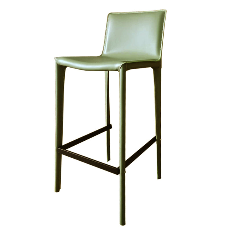 Modern Armless Faux Leather Low Back Bar Stools with Metal Base