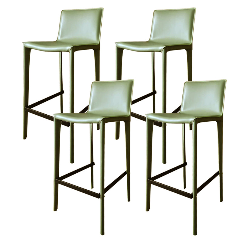 Modern Armless Faux Leather Low Back Bar Stools with Metal Base