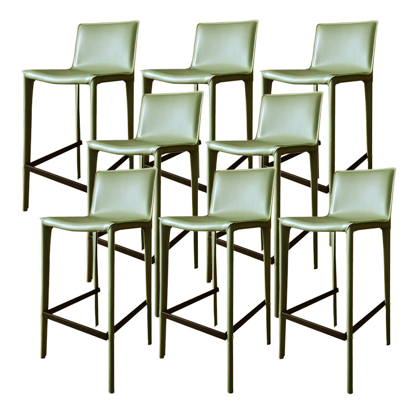 Modern Armless Faux Leather Low Back Bar Stools with Metal Base
