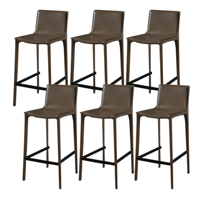 Modern Armless Faux Leather Low Back Bar Stools with Metal Base