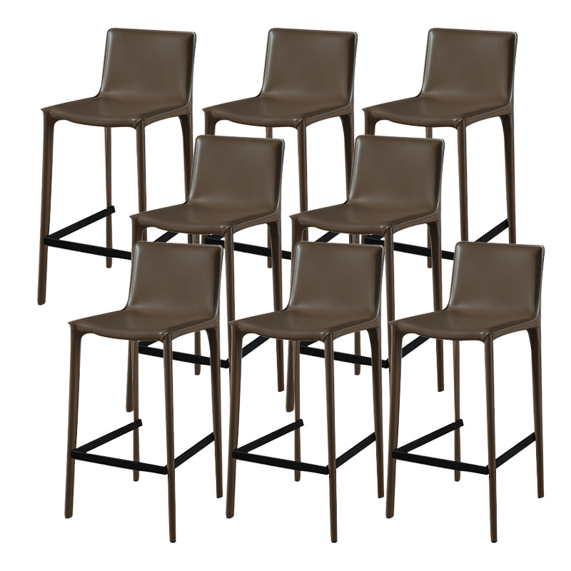 Modern Armless Faux Leather Low Back Bar Stools with Metal Base