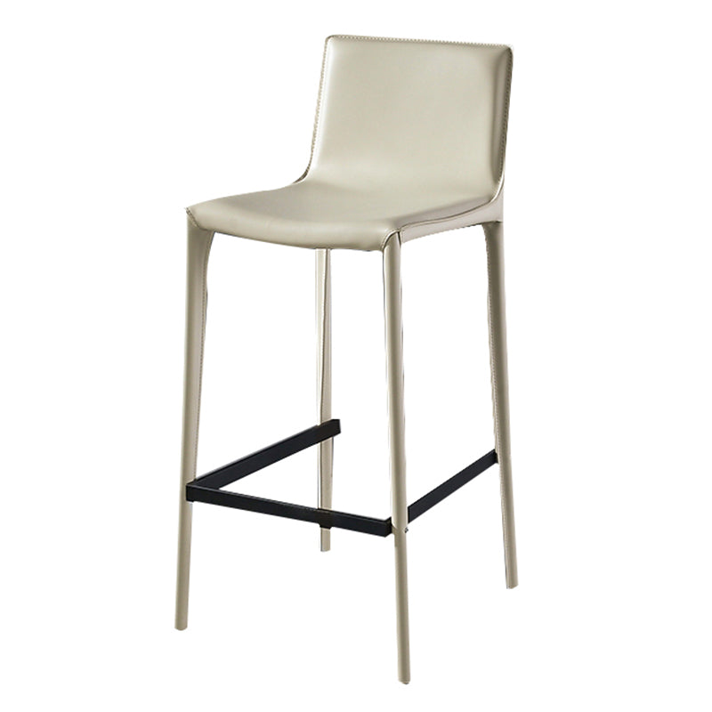 Modern Armless Faux Leather Low Back Bar Stools with Metal Base