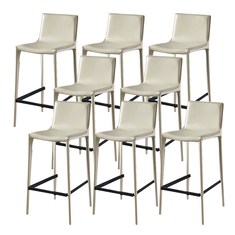 Modern Armless Faux Leather Low Back Bar Stools with Metal Base