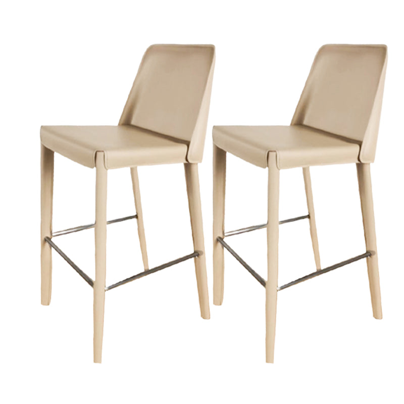 Modern Armless Faux Leather Low Back Bar Stools with Metal Base