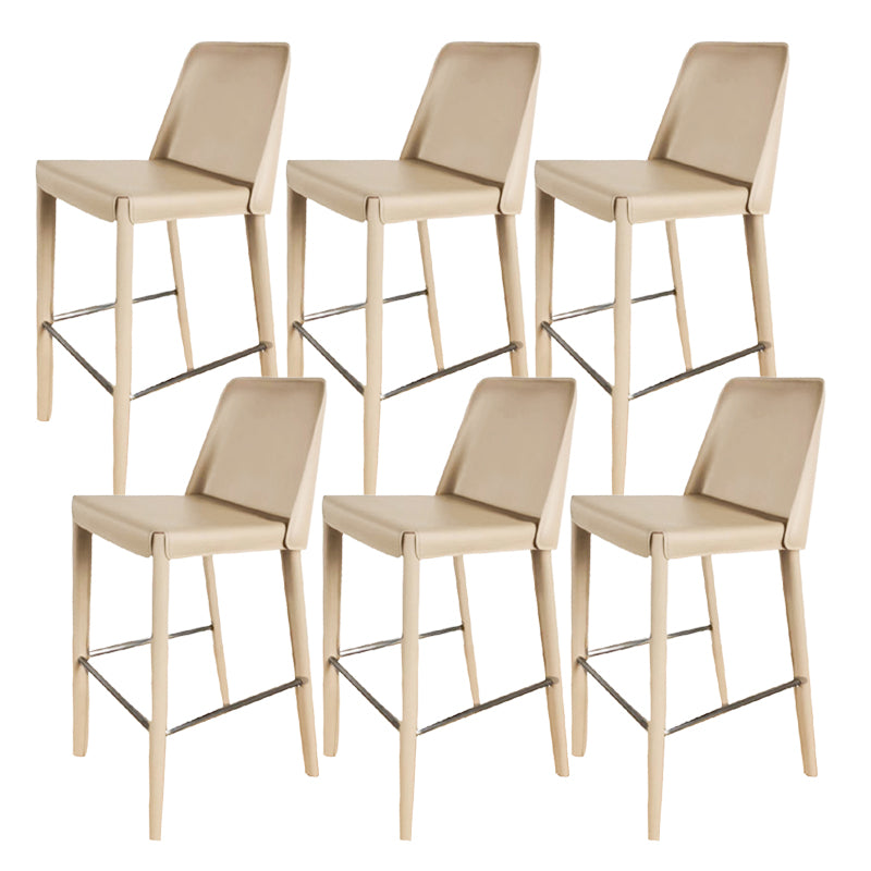 Modern Armless Faux Leather Low Back Bar Stools with Metal Base