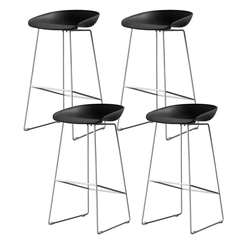 Industrial Indoor Armless Footrest Bar Stool with Metal Legs