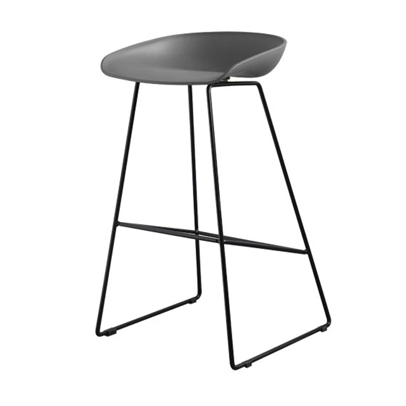 Industrial Indoor Armless Footrest Bar Stool with Metal Legs