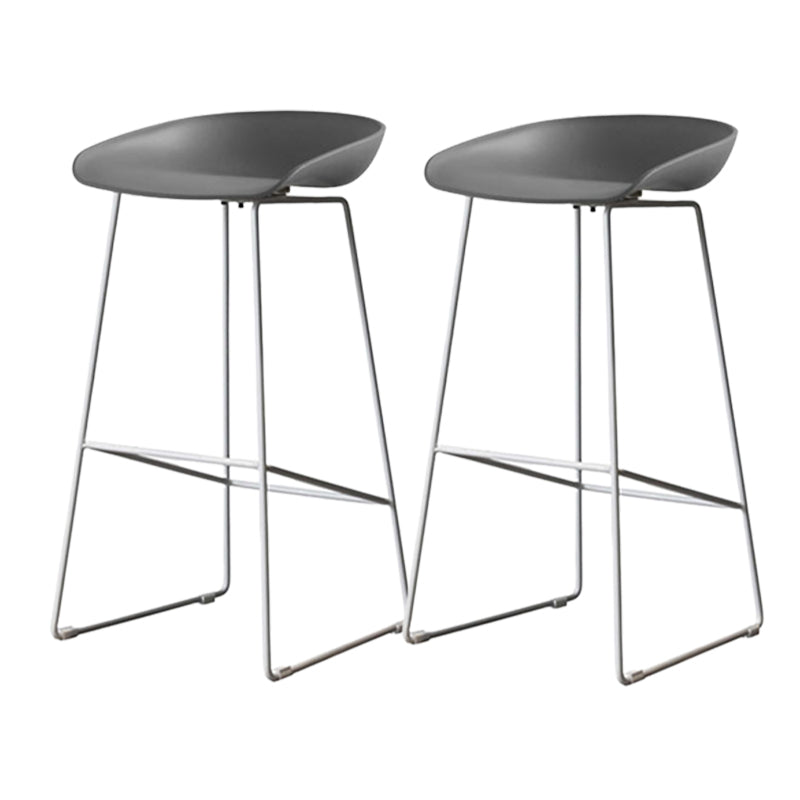 Industrial Indoor Armless Footrest Bar Stool with Metal Legs