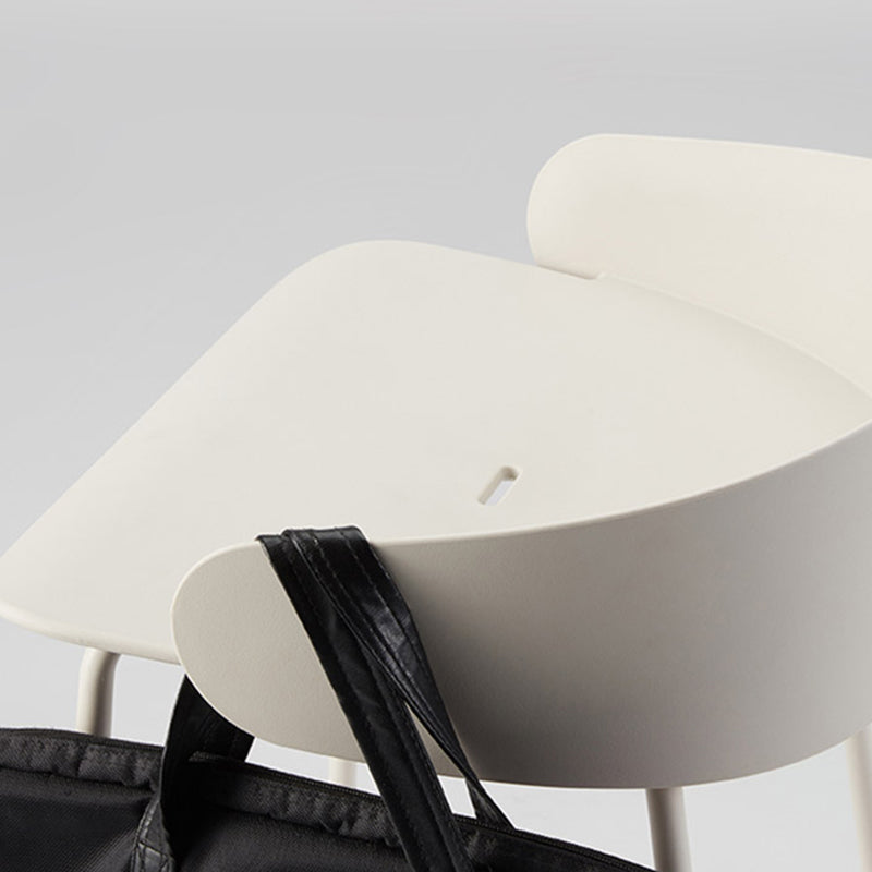Contemporary Bucket Low Back Armless Bar Stools with White Metal Base