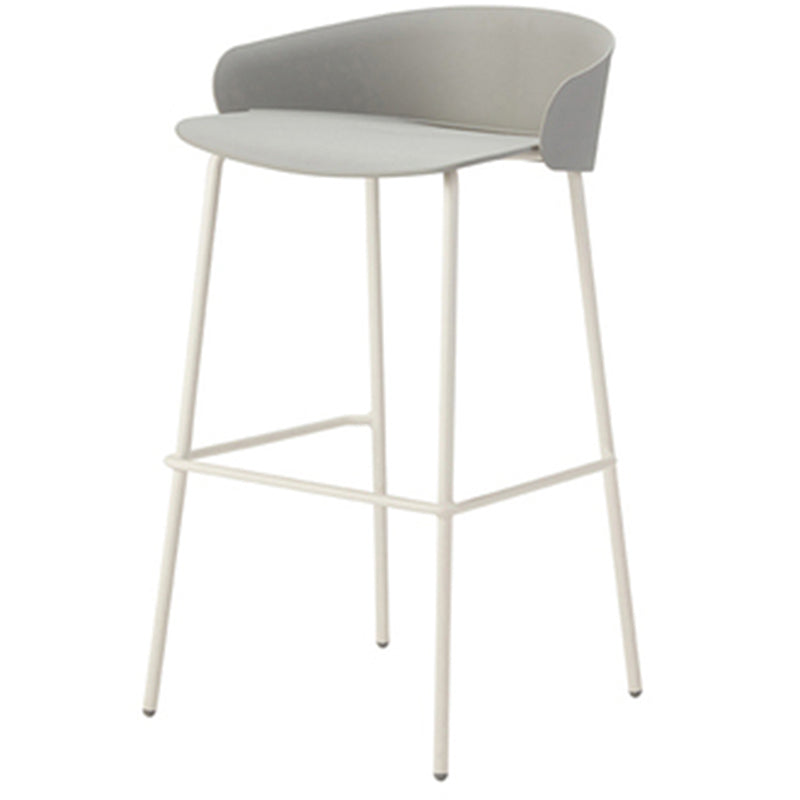 Contemporary Bucket Low Back Armless Bar Stools with White Metal Base