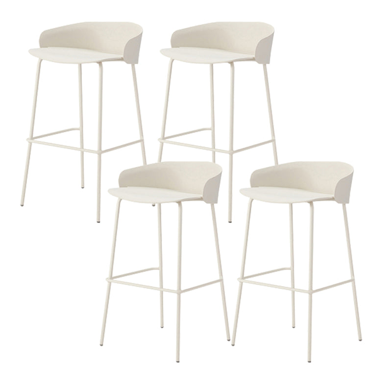 Contemporary Bucket Low Back Armless Bar Stools with White Metal Base
