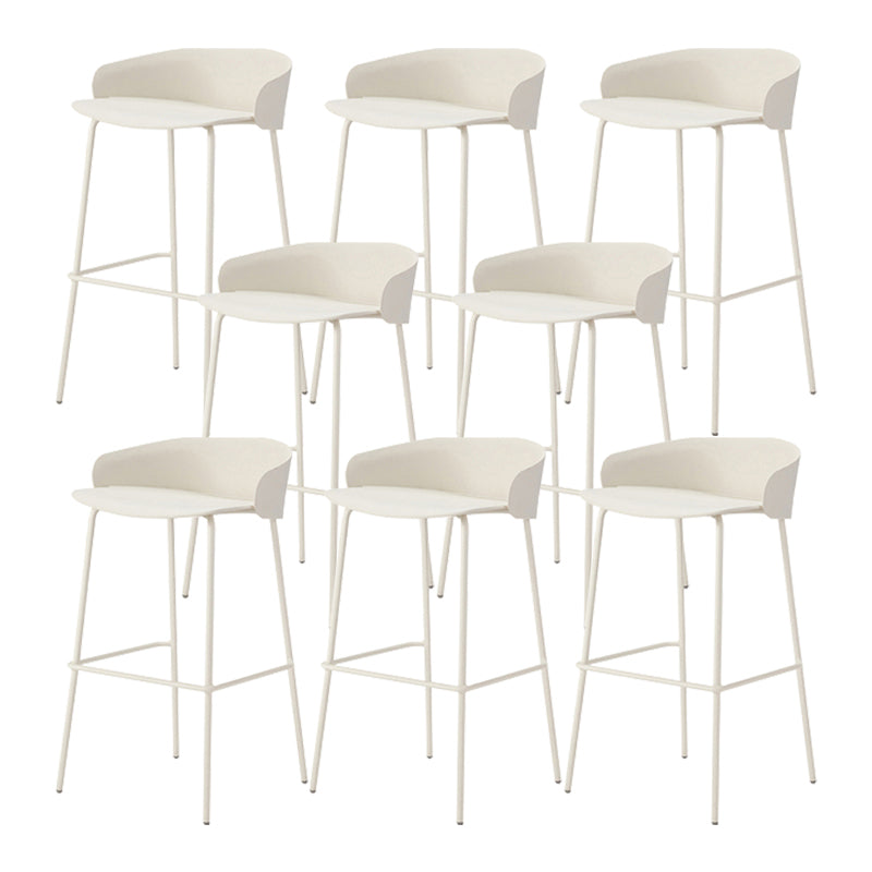 Contemporary Bucket Low Back Armless Bar Stools with White Metal Base