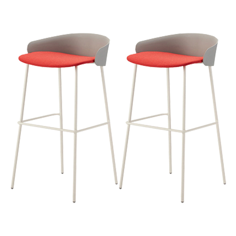 Contemporary Bucket Low Back Armless Bar Stools with White Metal Base