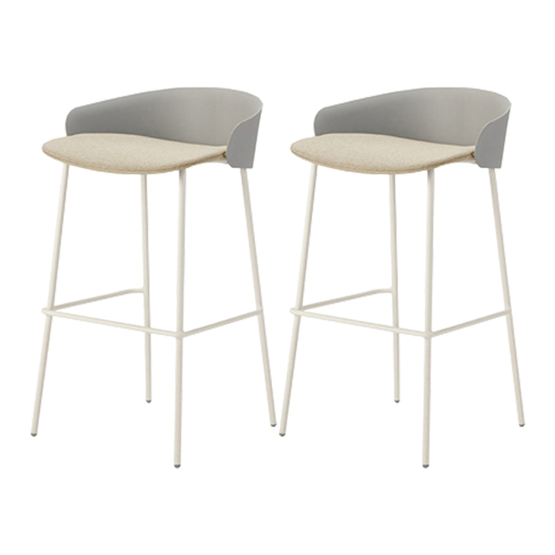 Contemporary Bucket Low Back Armless Bar Stools with White Metal Base