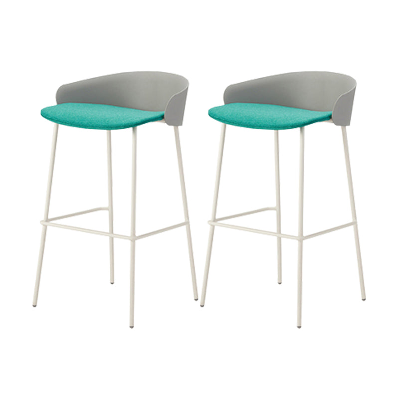 Contemporary Bucket Low Back Armless Bar Stools with White Metal Base