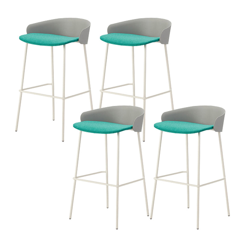 Contemporary Bucket Low Back Armless Bar Stools with White Metal Base