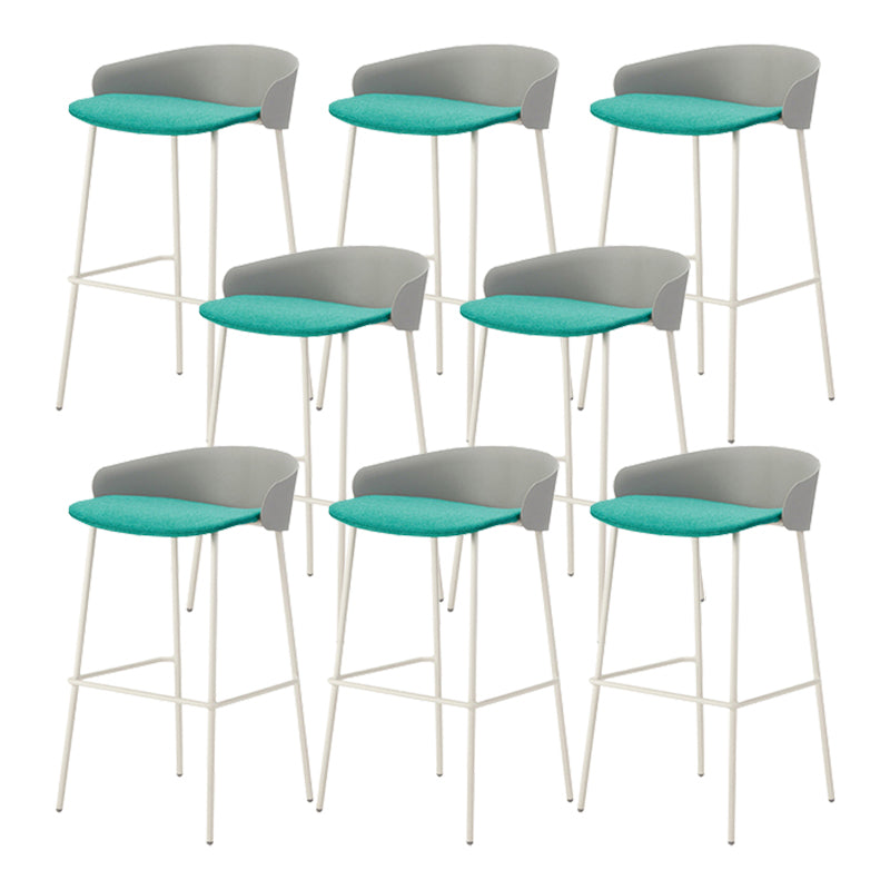 Contemporary Bucket Low Back Armless Bar Stools with White Metal Base