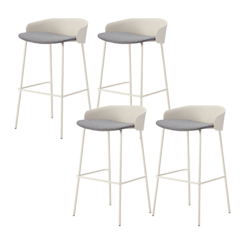 Contemporary Bucket Low Back Armless Bar Stools with White Metal Base
