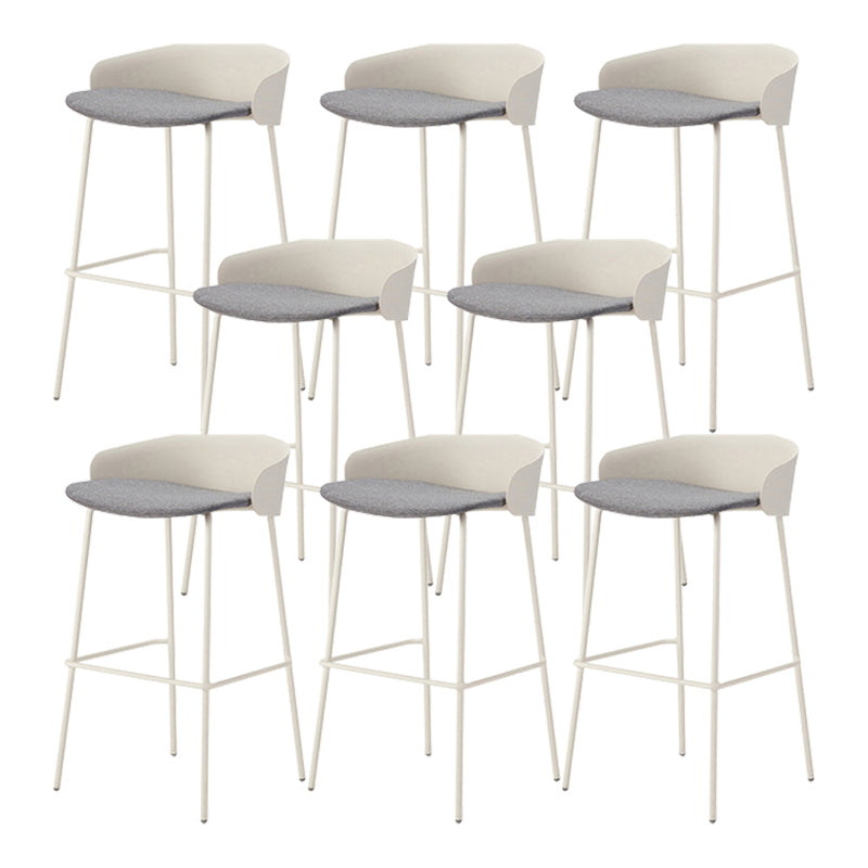 Contemporary Bucket Low Back Armless Bar Stools with White Metal Base