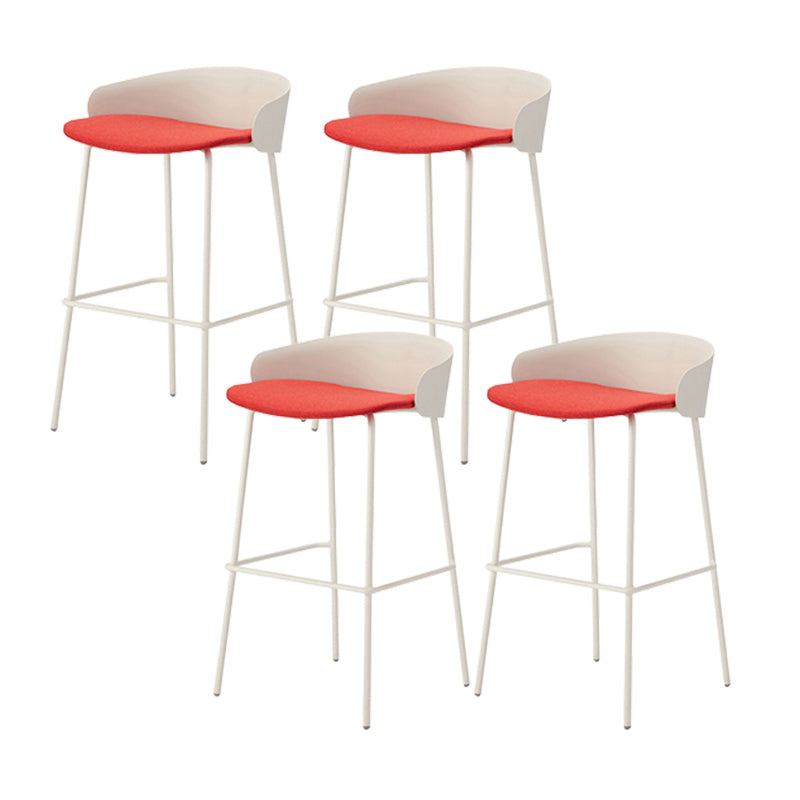 Contemporary Bucket Low Back Armless Bar Stools with White Metal Base