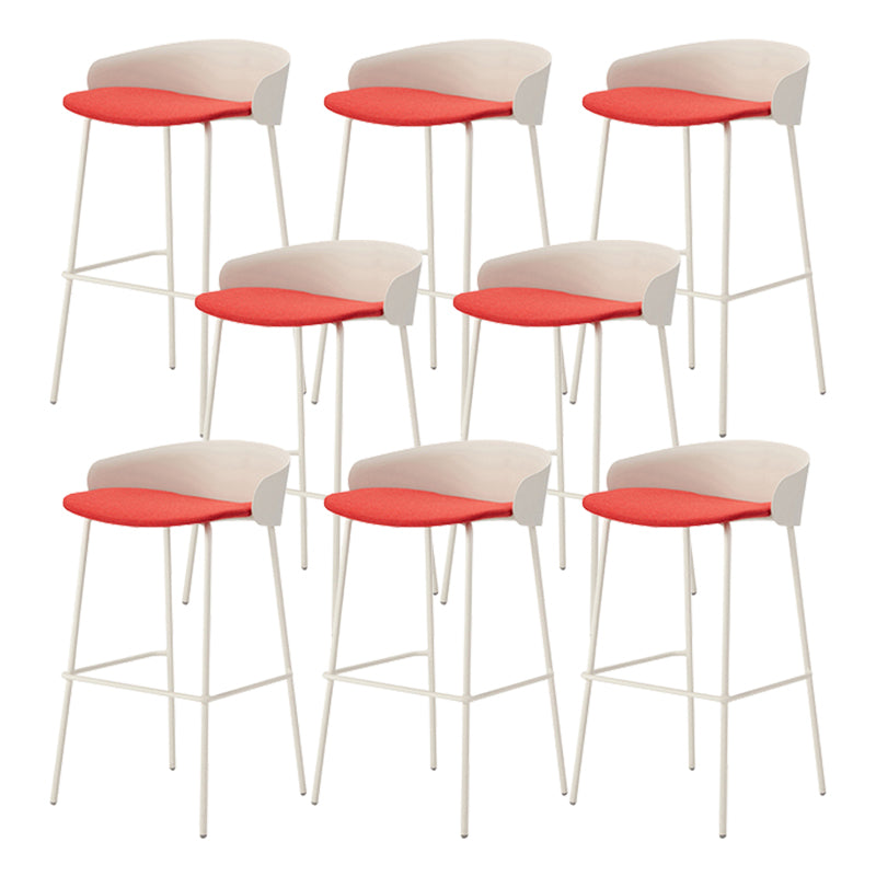 Contemporary Bucket Low Back Armless Bar Stools with White Metal Base