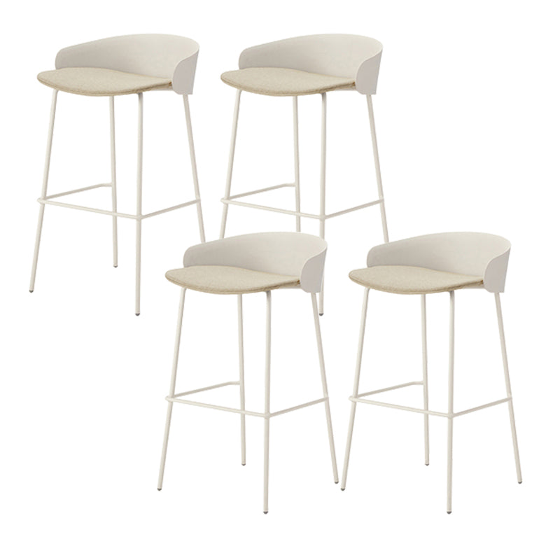 Contemporary Bucket Low Back Armless Bar Stools with White Metal Base